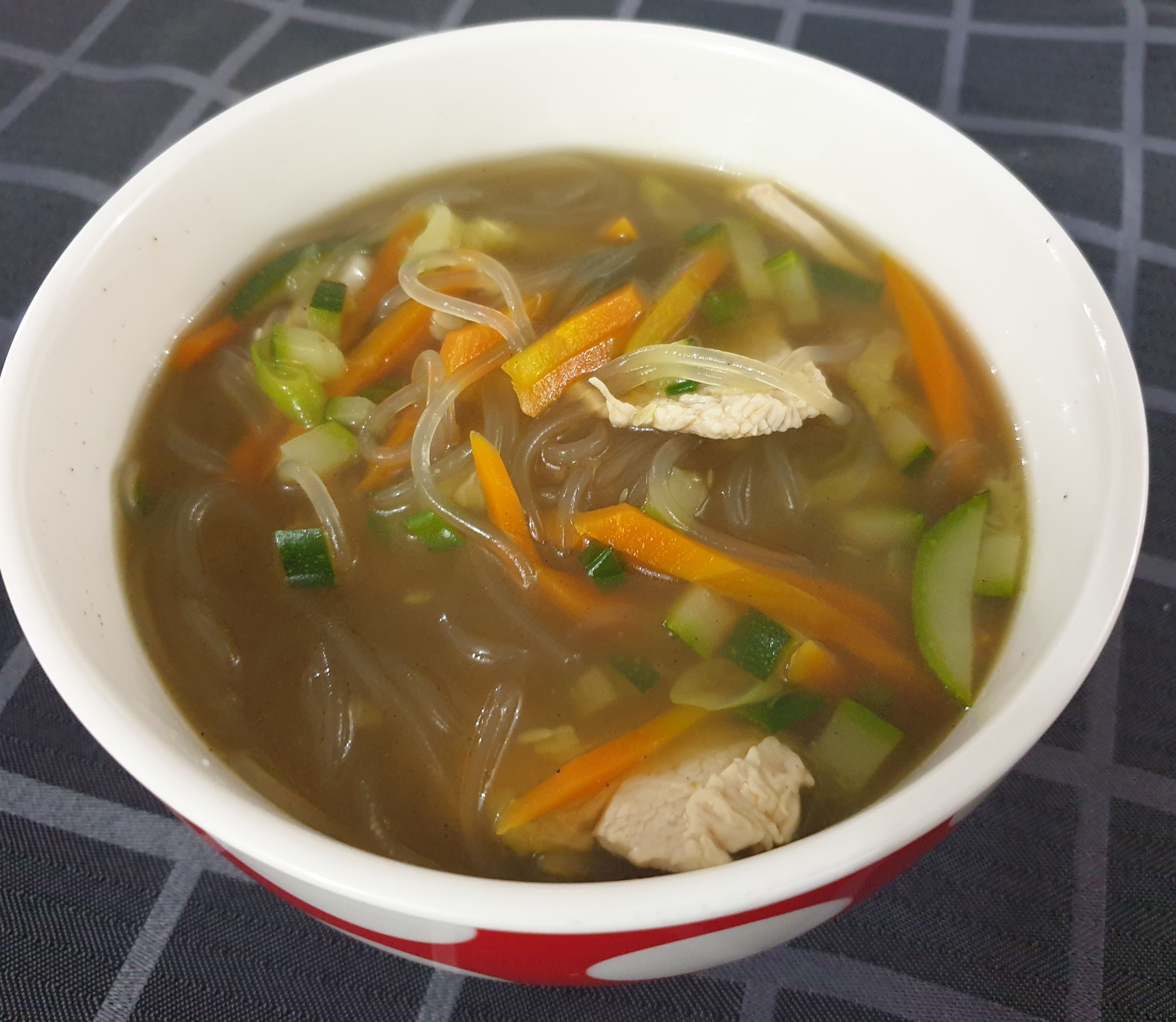 Korean style chicken noodle soup bunch