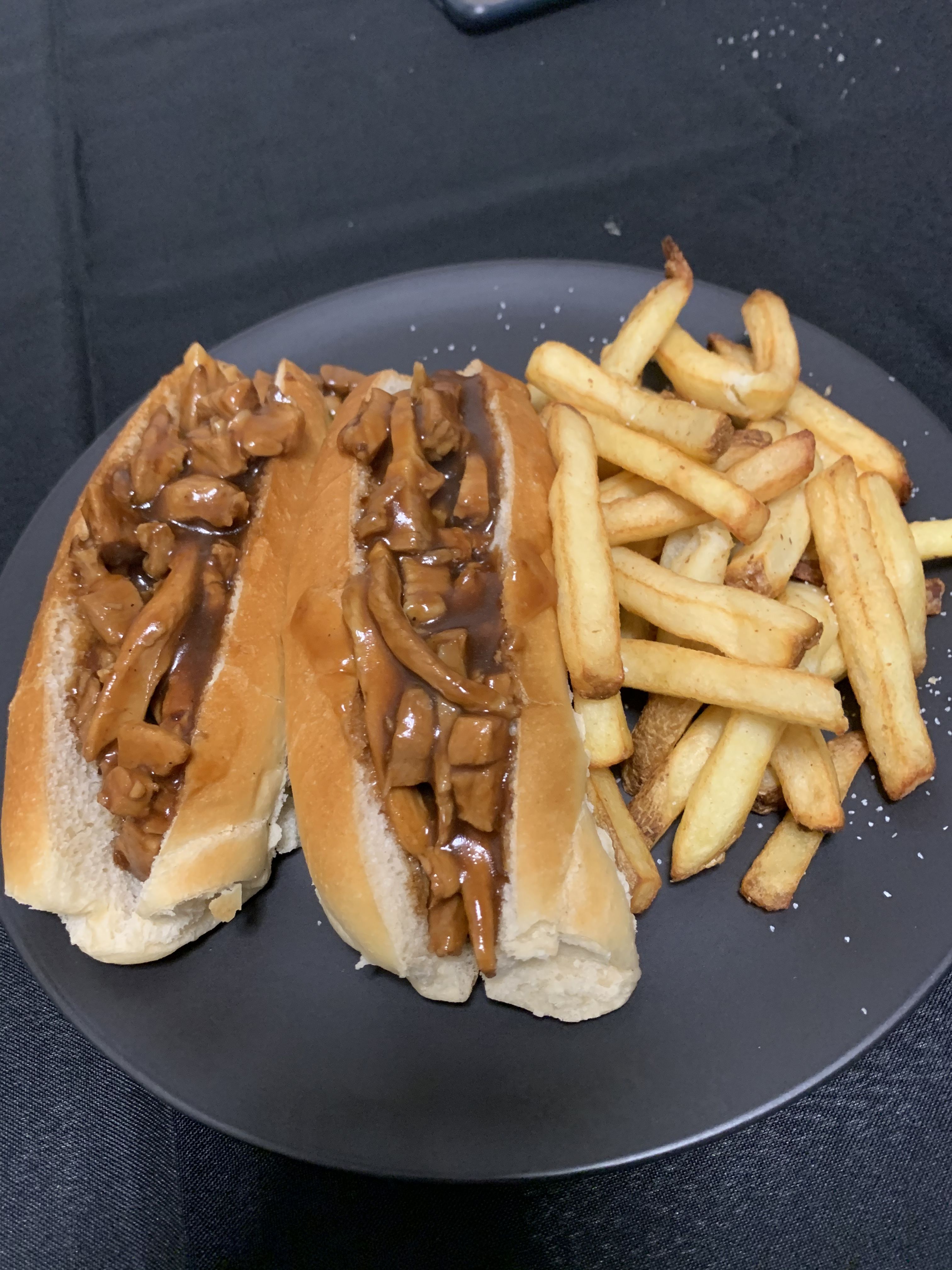 Roast Pork and Gravy Rolls & Chips bunch