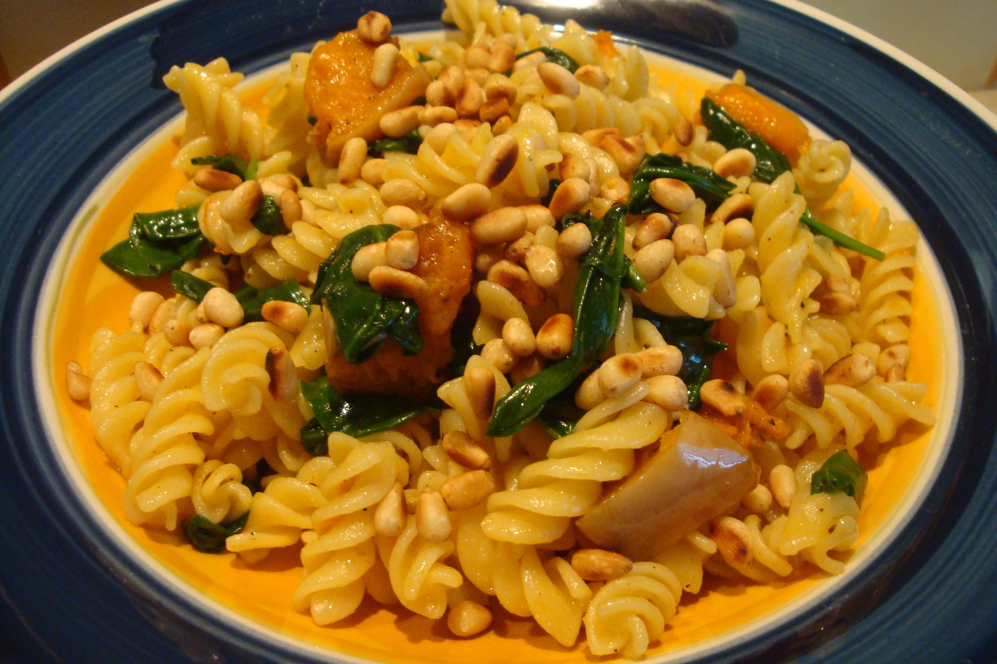 Roasted Pumpkin, Spinach & Toasted Pinenut Pasta | bunch