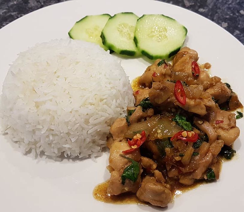 Stir Fry Chicken with Chilli Thai Basil bunch