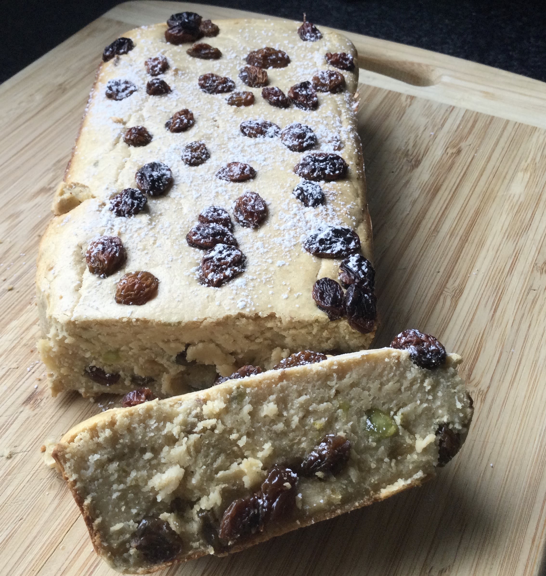 Oat Flour Honey Cake with Sultanas and Pistachios bunch