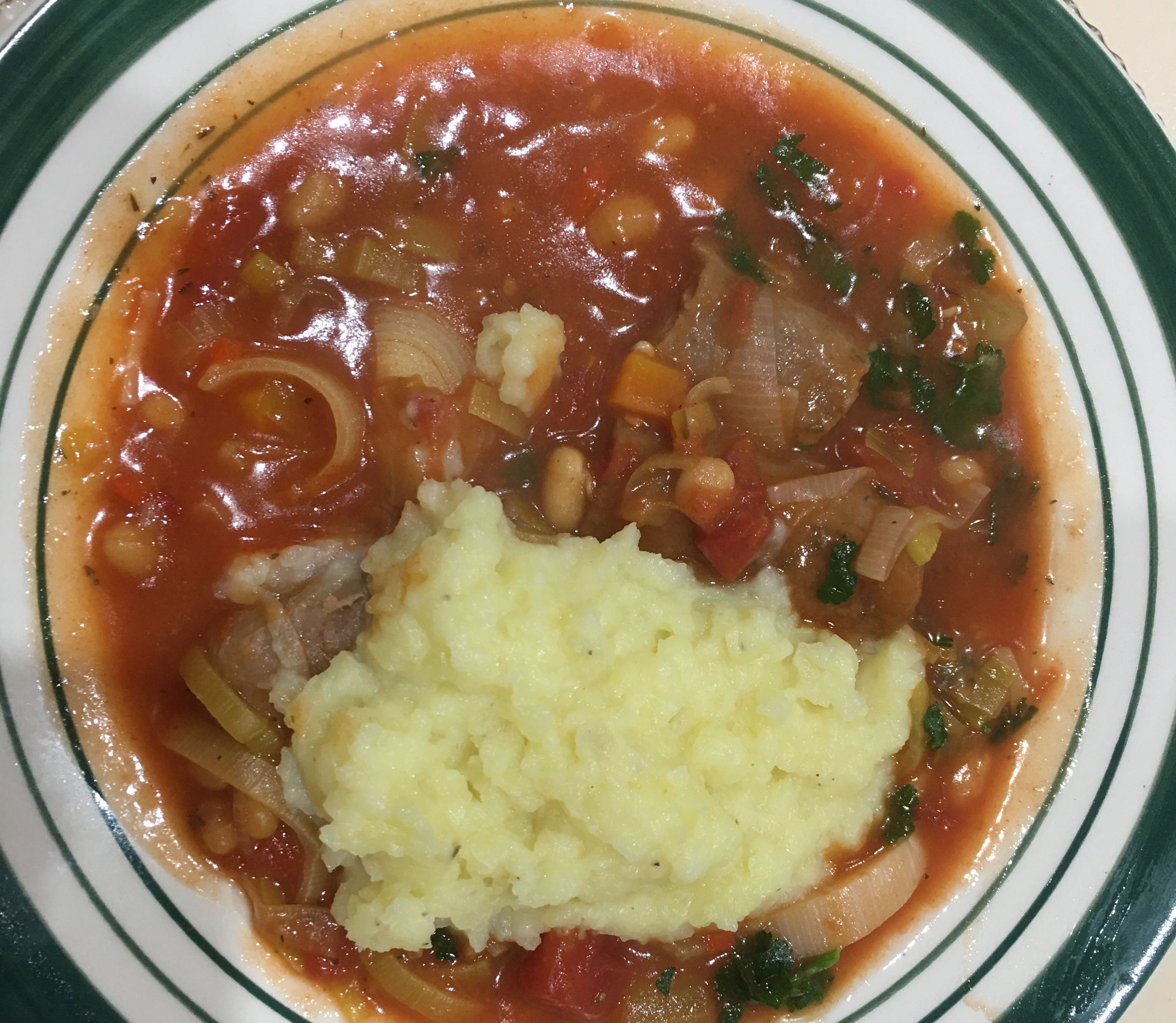 Sausage and baked bean casserole with mash bunch