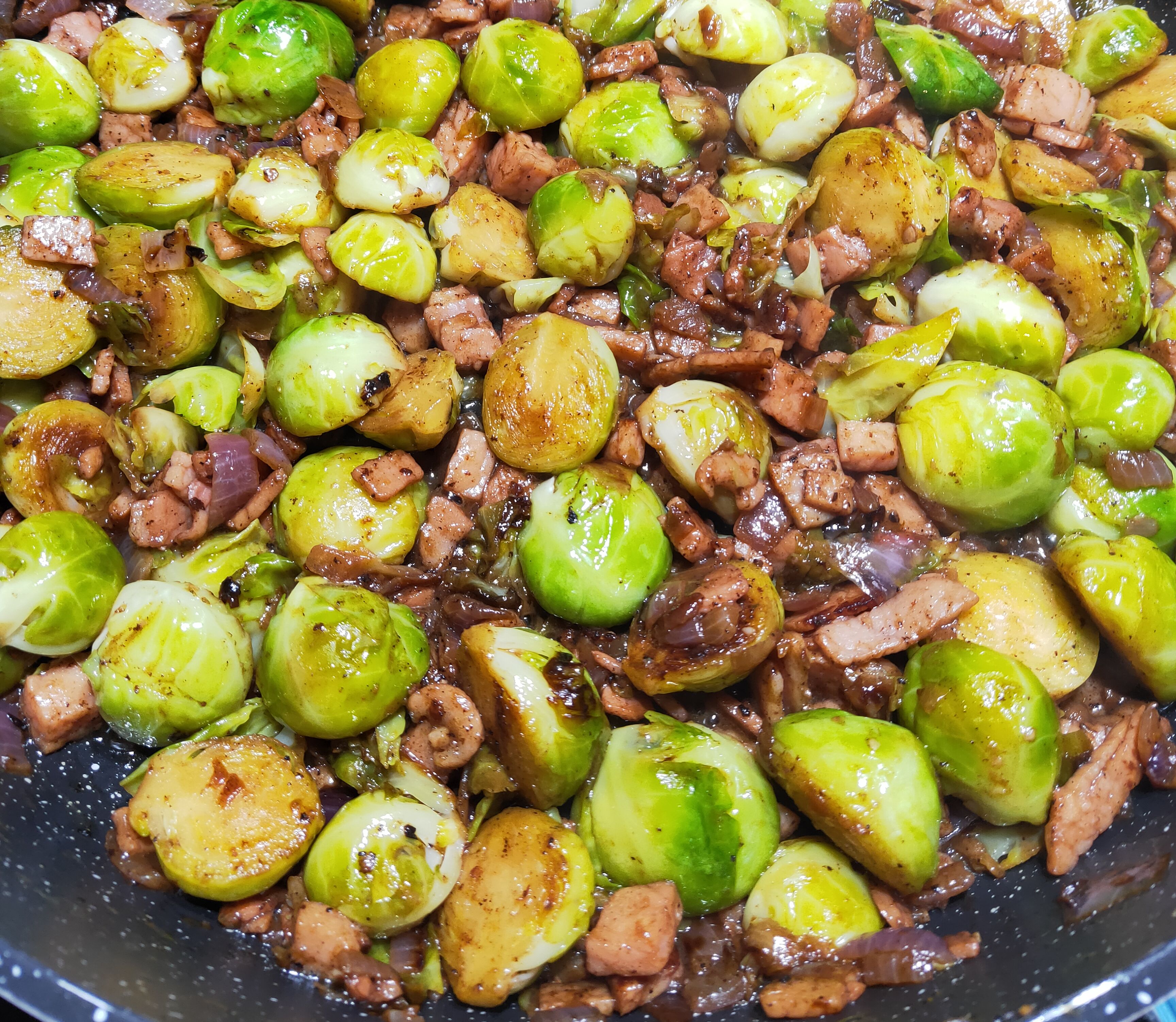 Brussel sprouts in a red wine glaze. | bunch
