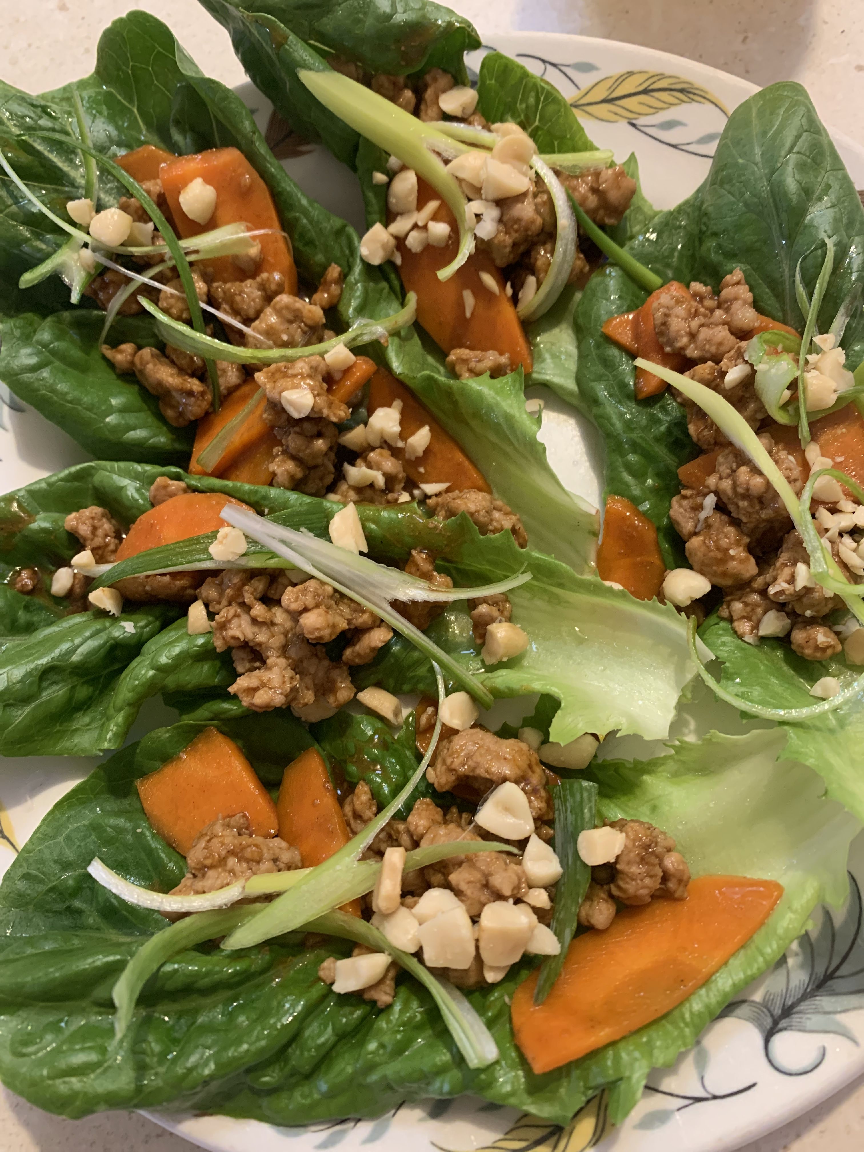 Hoisin pork lettuce cups bunch