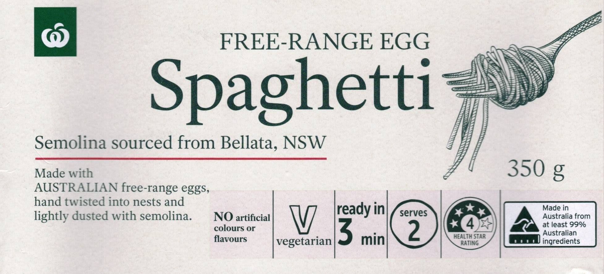 Woolies' new freerange egg fresh pasta bunch
