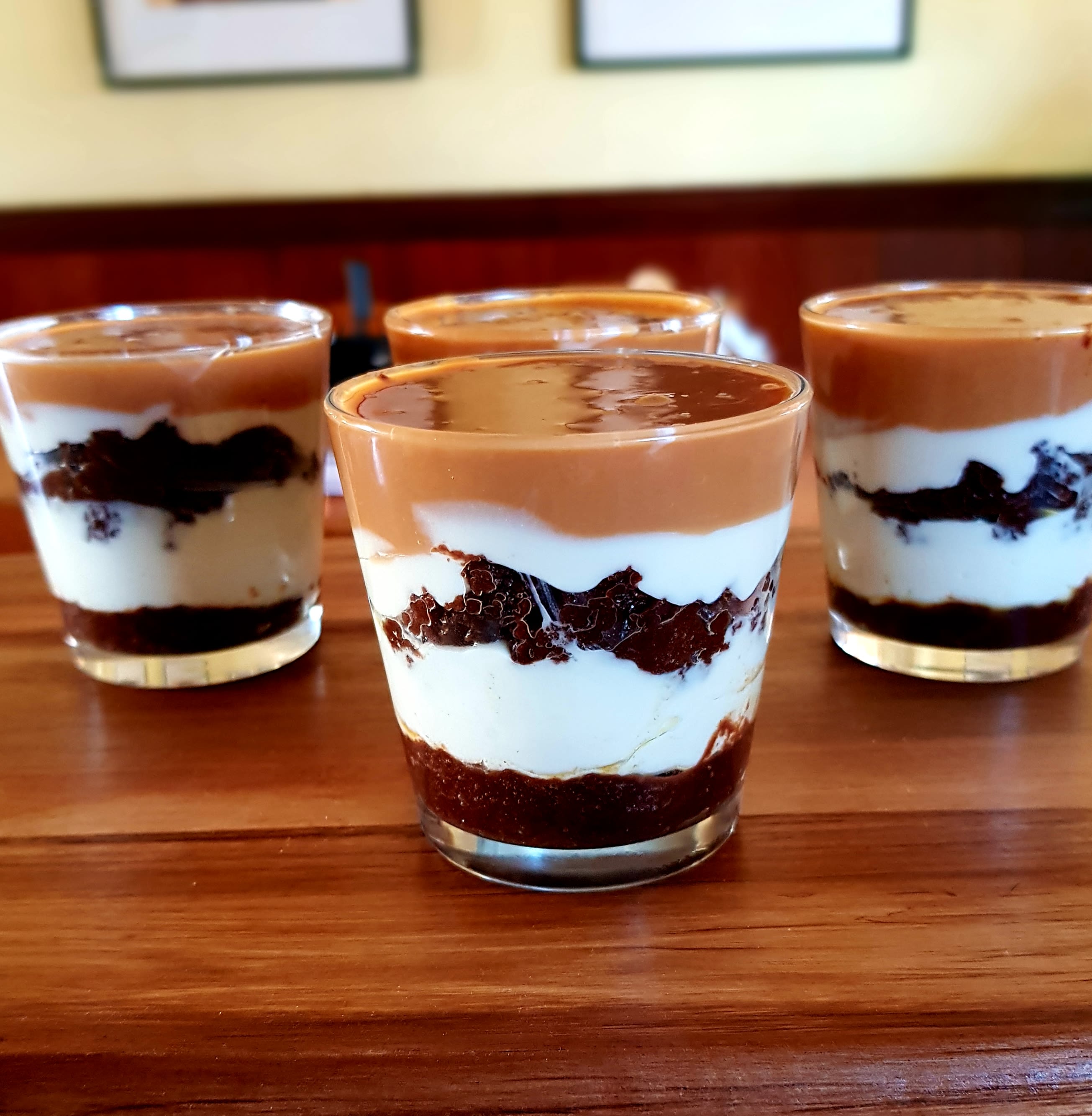Chocolate Caramel Cheesecake Cups bunch