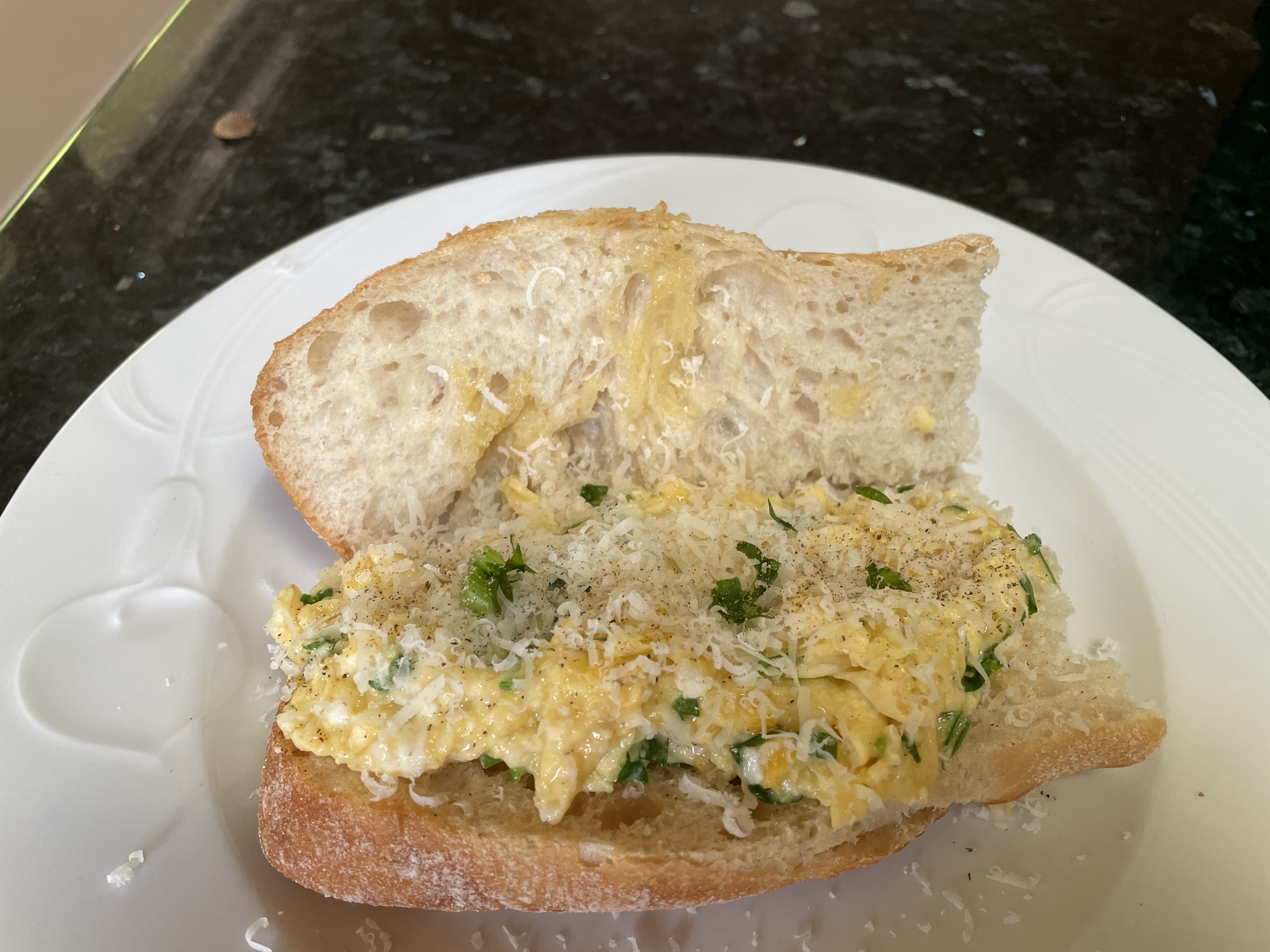 Spinach, Pecorino & Scrambled Egg Baguette bunch