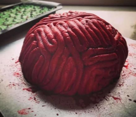 Halloween Red Velvet Brain Cake -