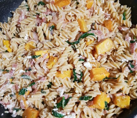 Pumpkin Bacon Spinach And Feta Pasta Bunch