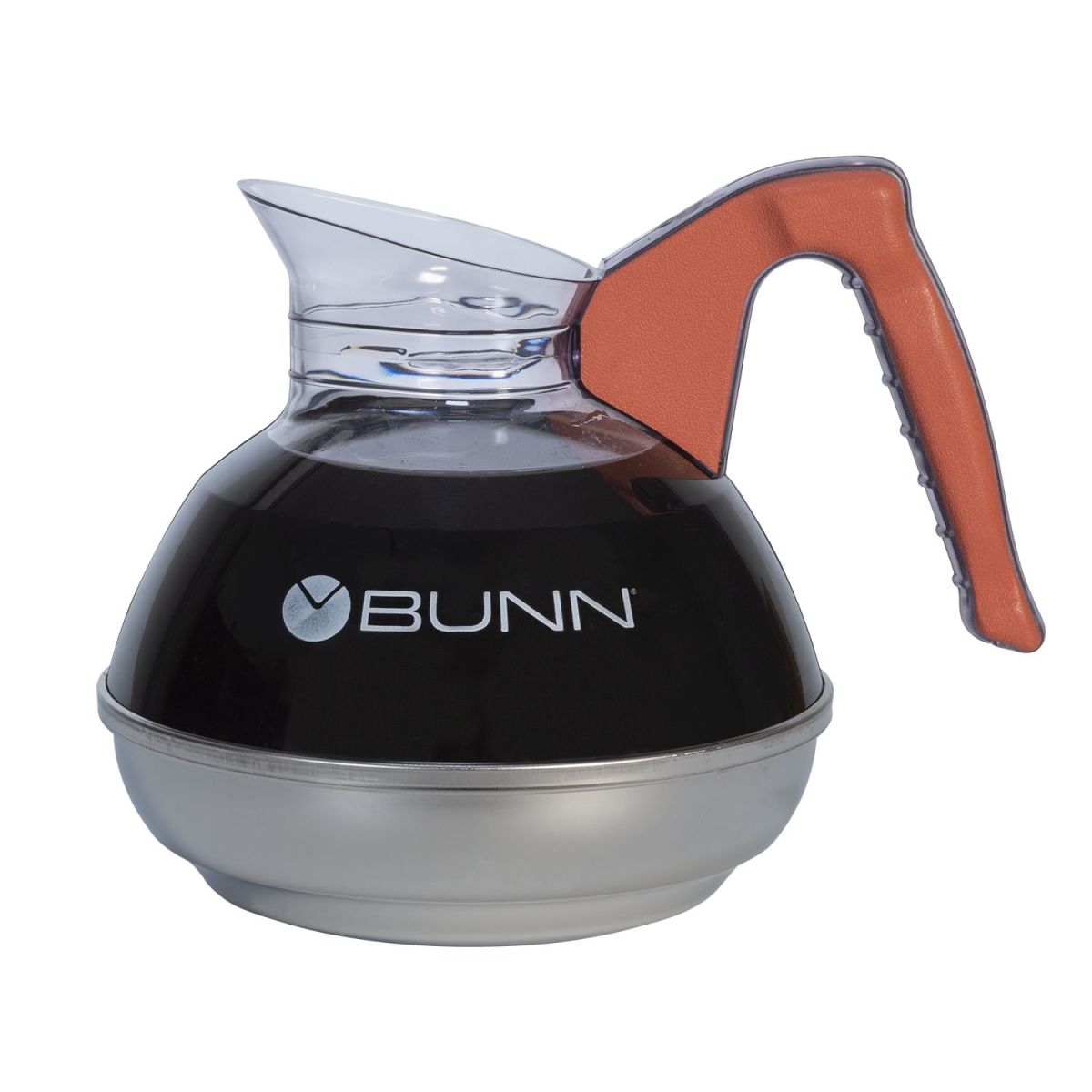 Bunn 06101.0101 - Easy Pour Coffee Decanter, 64 oz., fast-pour-lip, plastic decanter with orange plastic handle