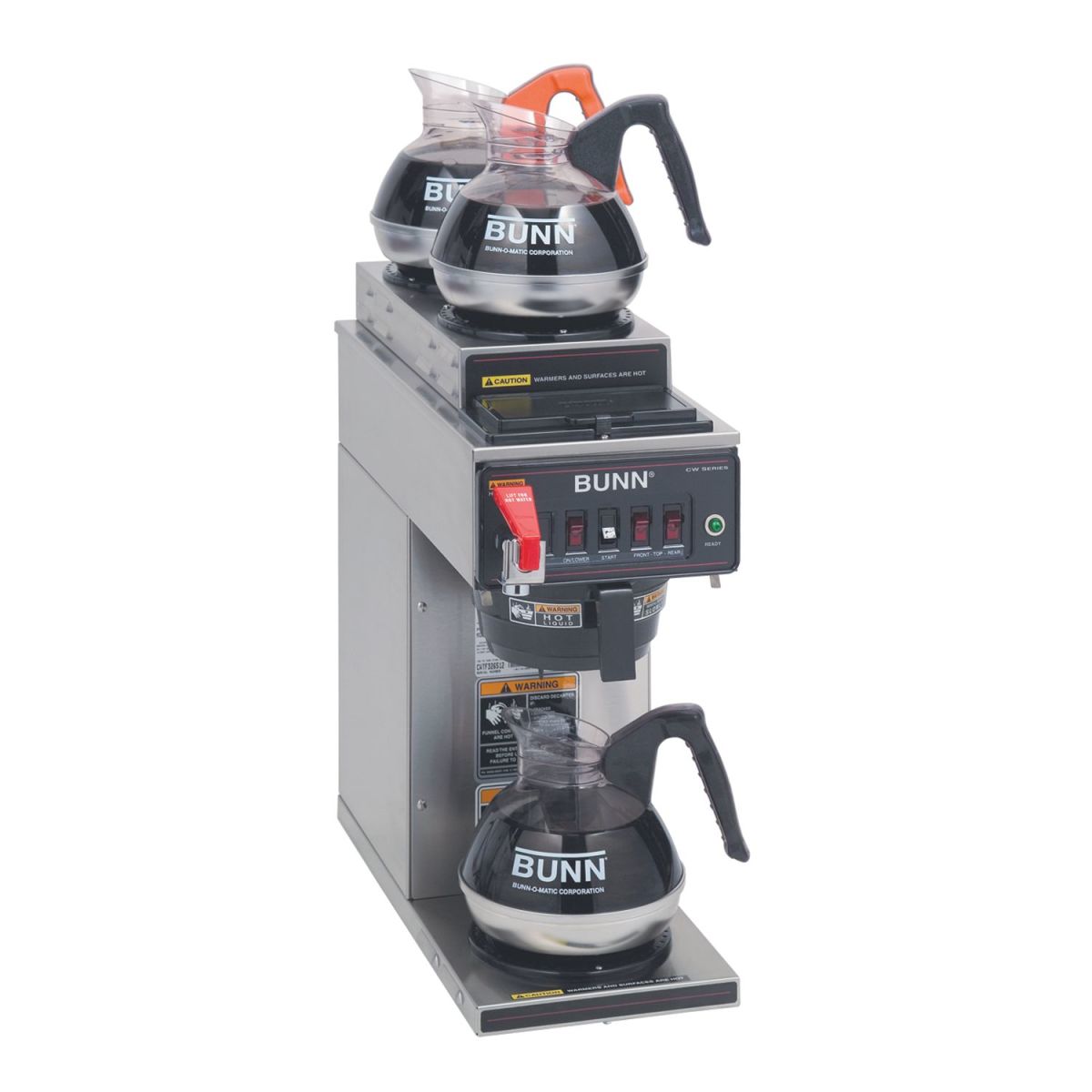 Bunn 12950.0213 - CWTF15-3 Coffee Brewer, automatic, with 1 lower and 2 upper warmers, 3.9 gallon/hr, plastic funnel