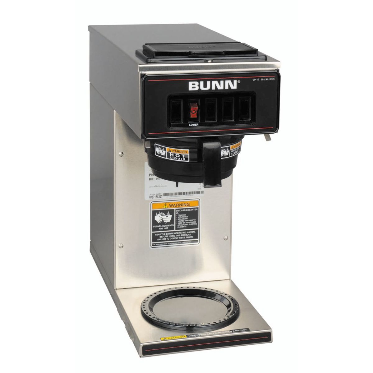 Bunn 13300.0001 - VP17-1 Coffee Maker, pourover type, brews 3.8 gallons per hour, (1) lower warmer