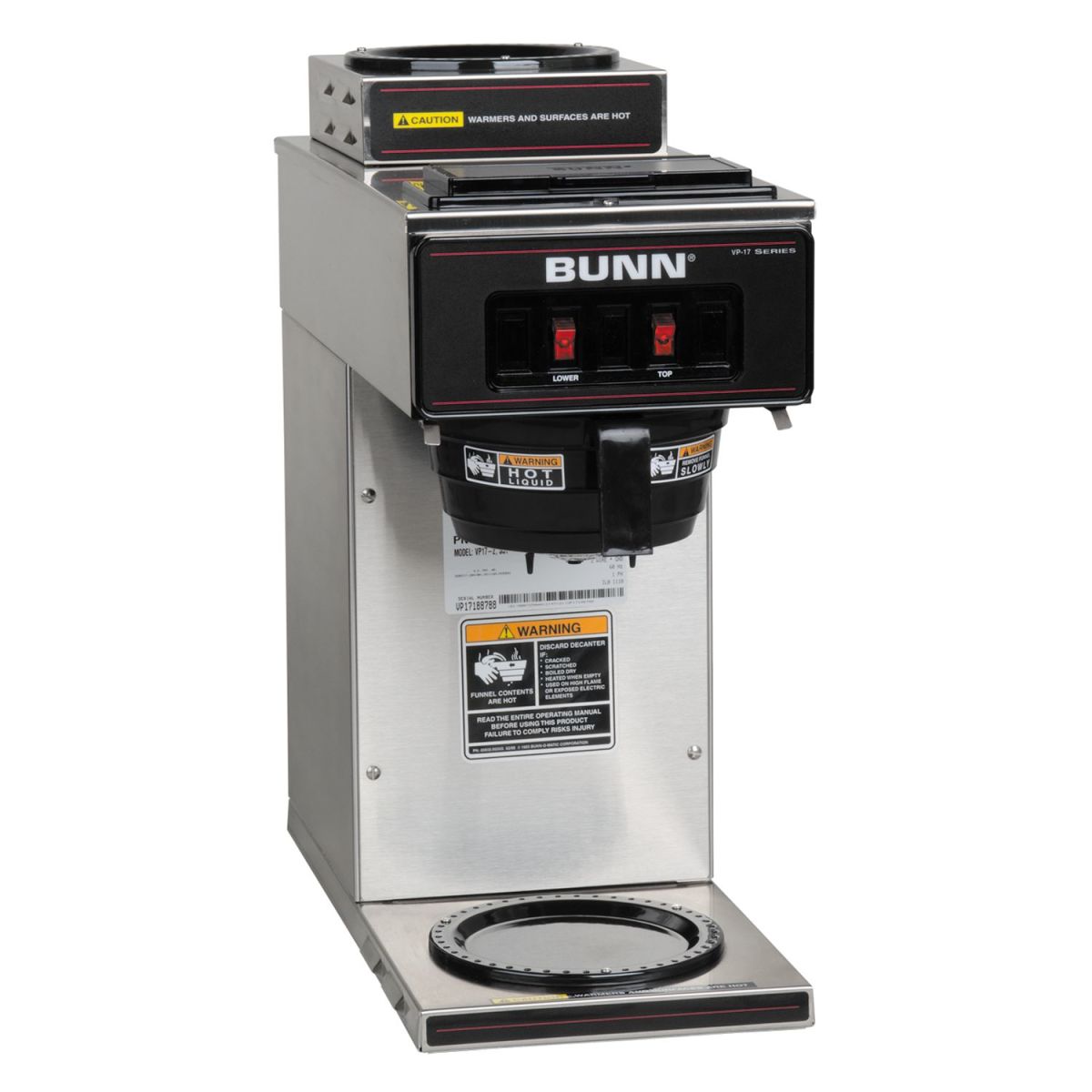 Bunn 13300.0002 - VP17-2 Coffee Maker, pourover, 3.9 gallons per hour, (1) lower & upper warmer