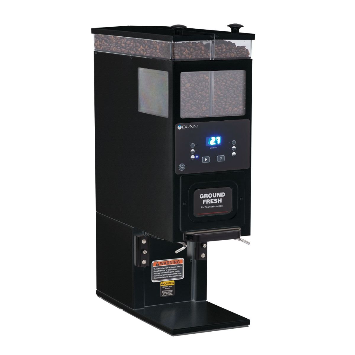 Bunn 33700.0001 - G9-2T DBC Coffee Grinder, portion control, dual 6 lb. hoppers, 3 batch sizes per hopper, black décor