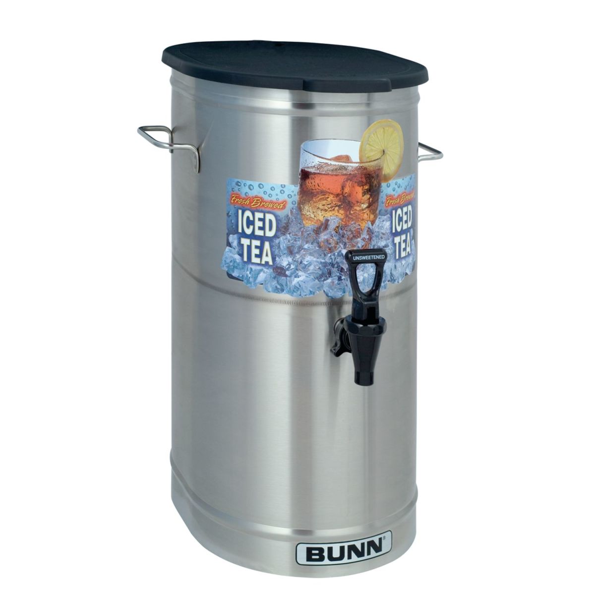 Bunn 34100.0000 - TDO-4 Iced Tea/Coffee Dispenser, cylinder style, 4 gallon, oval shape solid plastic lid