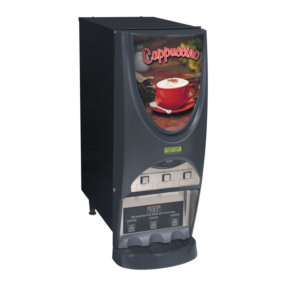 Bunn 38600.0001 - iMIX®-3+ Hot Beverage Dispenser, (3) 8 lb. hoppers, 4.5 gallon/hr capacity, push & hold or single size portions, variable speed motor