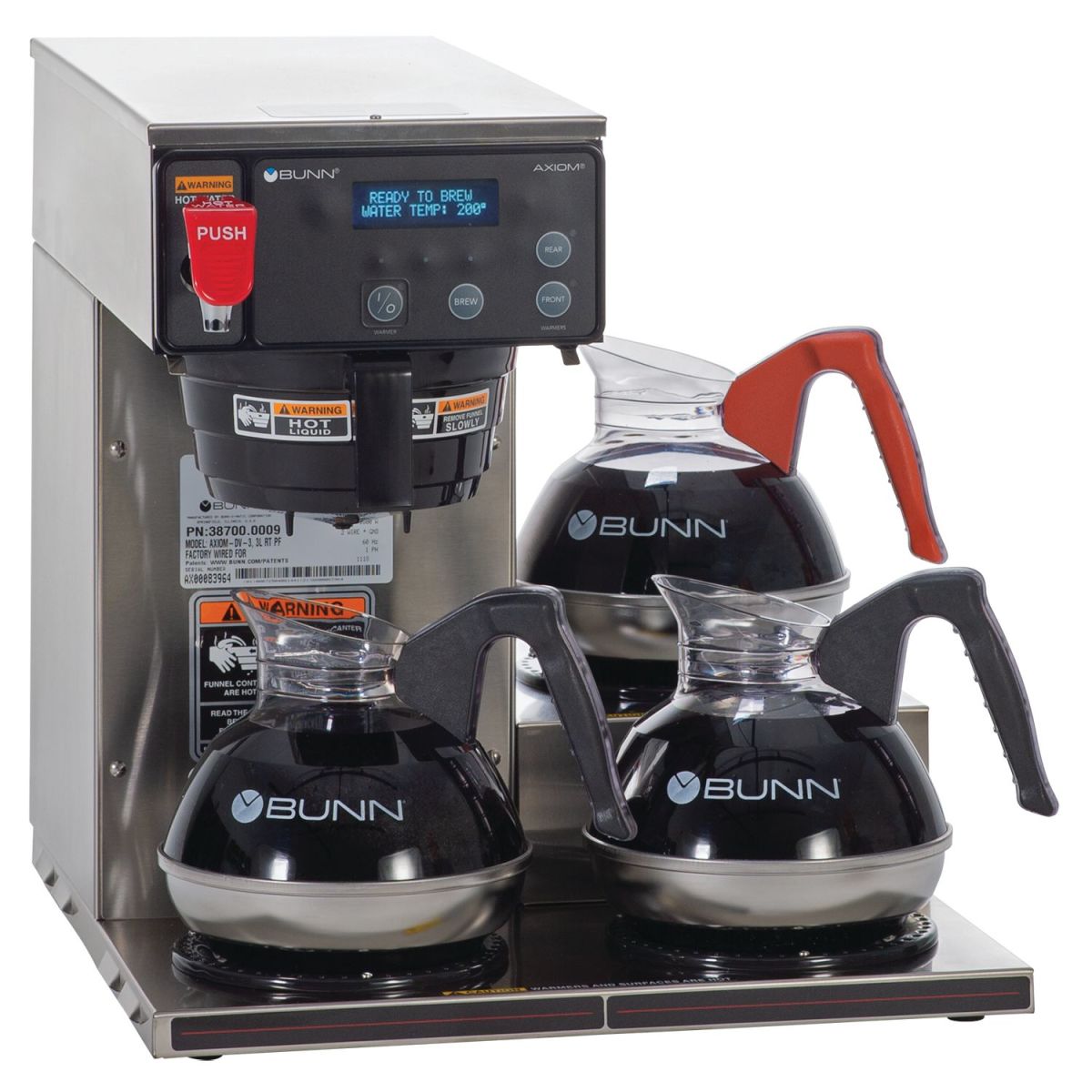 Bunn 38700.0002 - AXIOM®-15-3 Coffee Brewer, 200 oz. tank, with 3 lower warmers, brews 4.2 gallons per hour