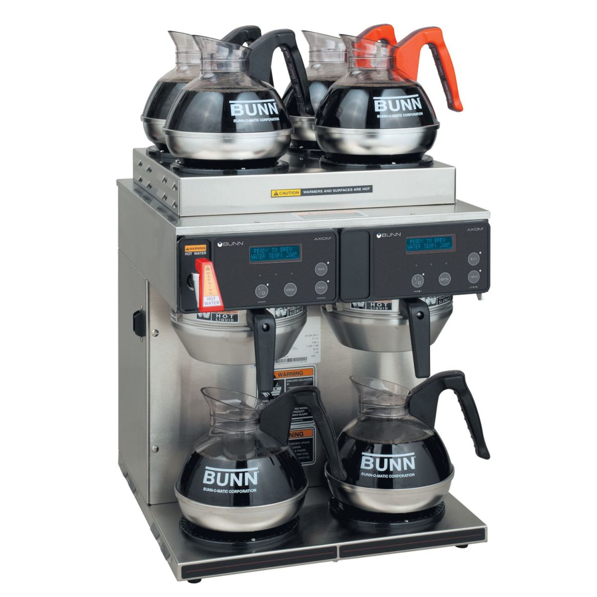 Bunn 38700.0014 - AXIOM® Coffee Brewer, brews 15 gallon per hour, double brewer, 2 lower & 4 upper warmers, hot water faucet