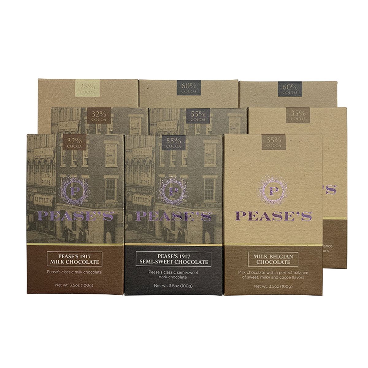 Pease's Milk/Dark/Belgian Chocolate Bars - Variety 9PK