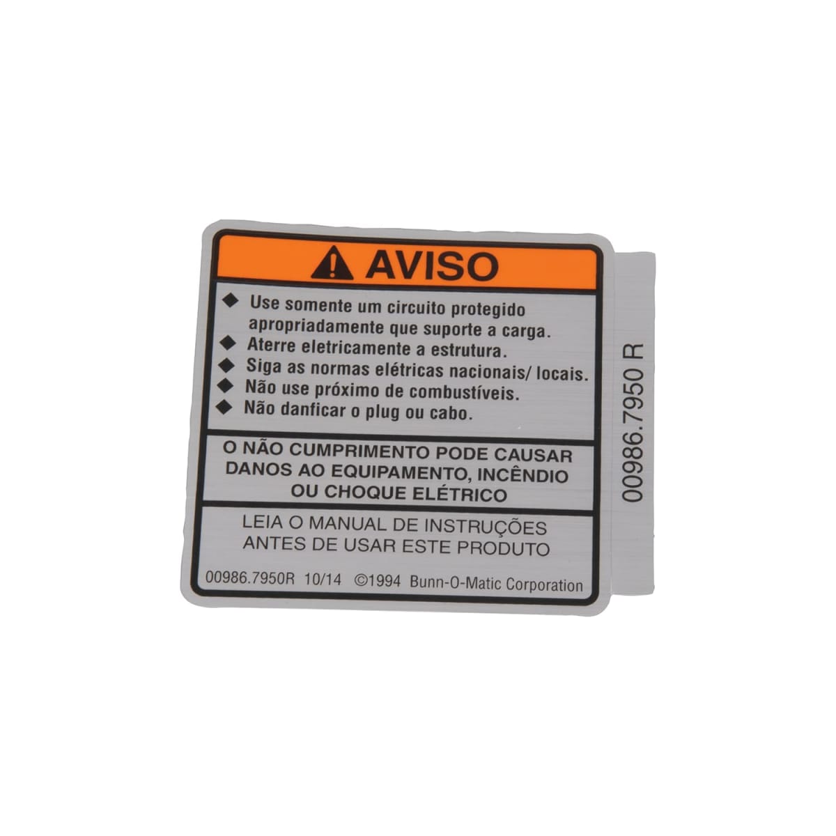 DECAL, WARNING ELECTRICAL PORTUGUESE