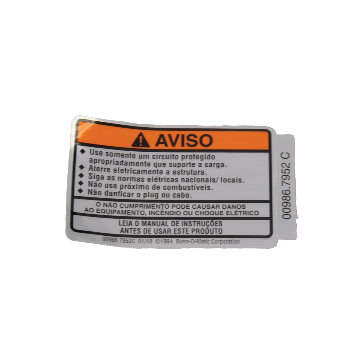 DECAL, WARNING ELECTRICAL PORTUGUESE