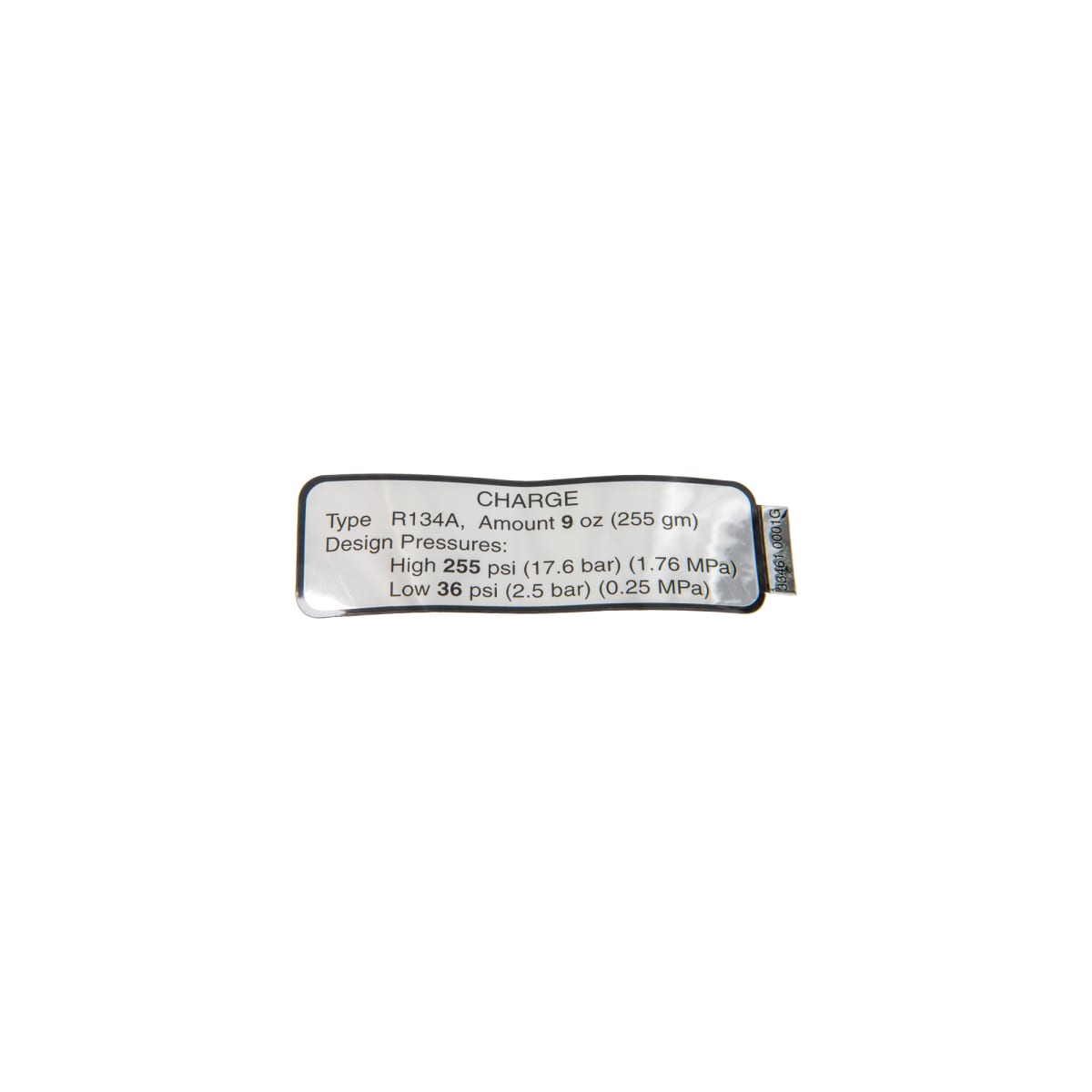 DECAL,REFRIGERANT CHARGE JDF2