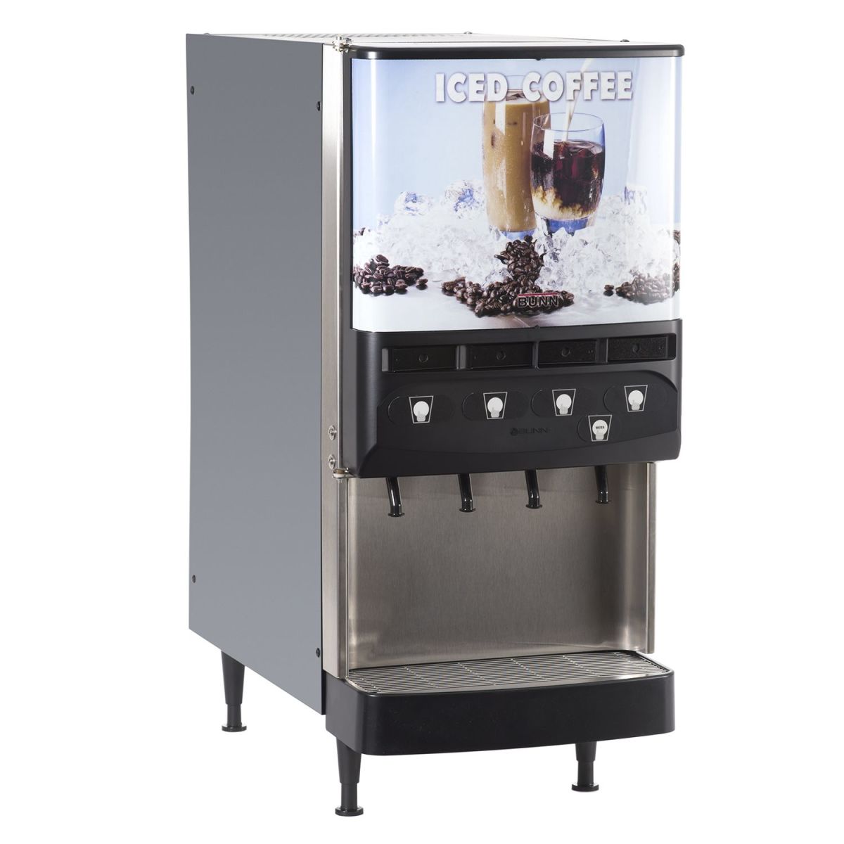 Bunn 37300.0016 JDF-4S 4 Flavor Cold Beverage Iced Coffee Dispenser with  Cold Water Tap - 120V