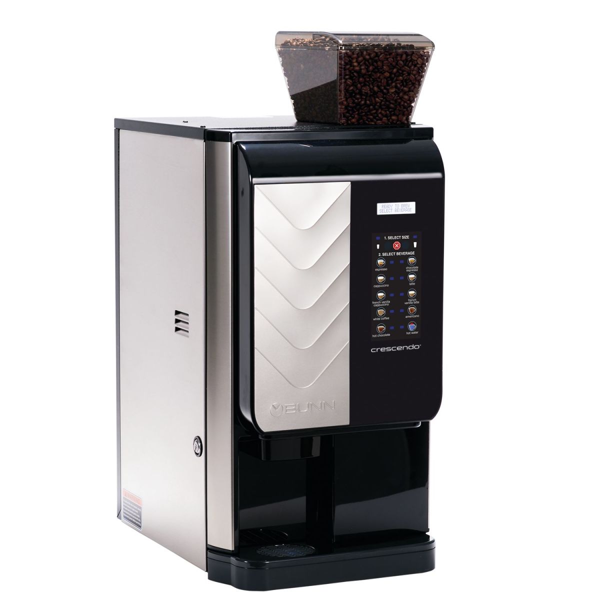 Bunn 44300.0201 Crescendo™ Bean To Cup Coffee Brewer Single Cup (2) 3.3 Lb.  & (1) 2.2 Lb.