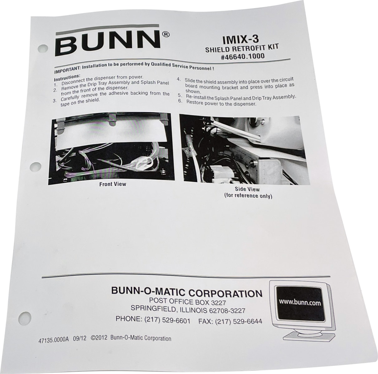 INSTR, INSTALL IMIX DRIP SHIELD