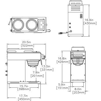 12 Cup Dual-Voltage Auto Coffee Brewer With 3 Warmers, CWTF-DV