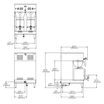 Bunn 35900.0010 GPR DBC BrewWISE 18.9 Gallon Dual Coffee Brewer -  120/208-240V, 16800W