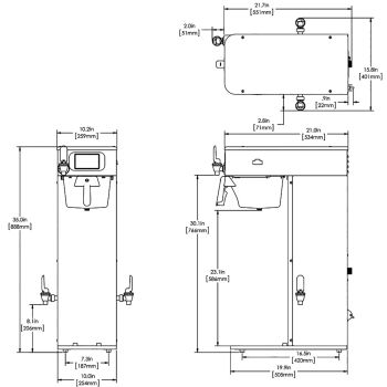 Diagnhos  Cafetera industrial pequeña ICB-DV TALL, modelo 53100.0101,  marca Bunn.