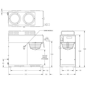 Bunn Axiom 12 Cup Automatic Coffee Brewer With 3 Warmers - 8 1/2L x 21 7/16W x 18 7/8H