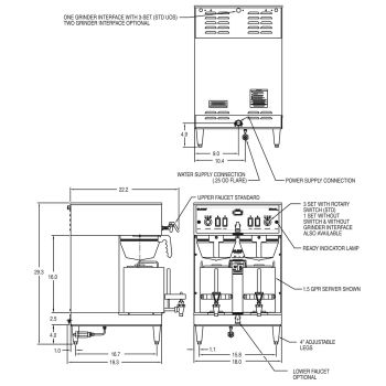 Bunn 35900.0010 GPR DBC BrewWISE 18.9 Gallon Dual Coffee Brewer -  120/208-240V, 16800W