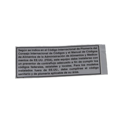 DECAL,COMPLY PLUMBING SPANISH