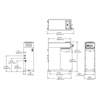 CWTF-DV-APS Dual Volt Airpot System with (1) Plastic & (1) Stainless Funnel