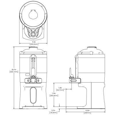 1Gal(3.8L) TF Server -with Base- Mechanical Sight Gauge, GEN3