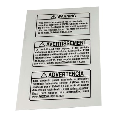 DECAL SHEET, BPA WARNING EN/FR/SP