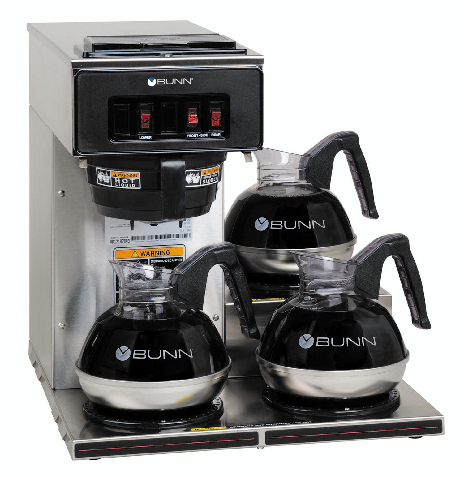 Bunn Pot Riser VP17-3, Stainless (3 Lower Warmers) - Coffee - BUNN Commercial Site