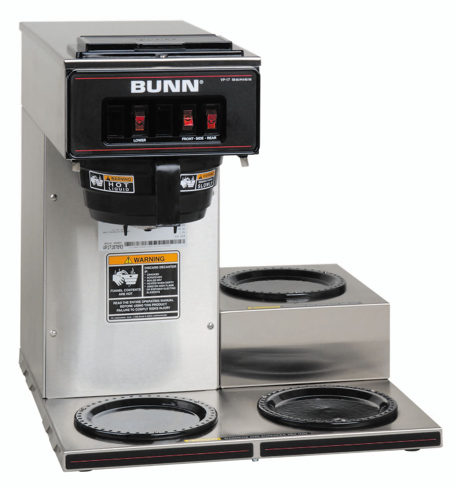VP173, Stainless (3 Lower Warmers) Coffee BUNN Commercial Site