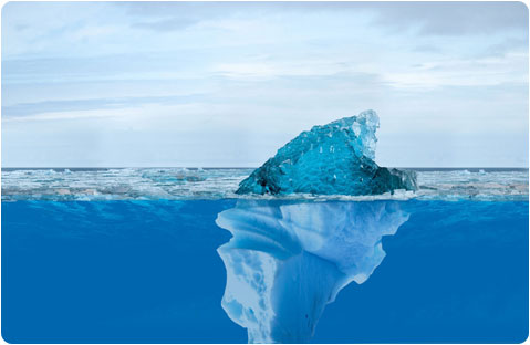 iceberg showing larger part underwater
