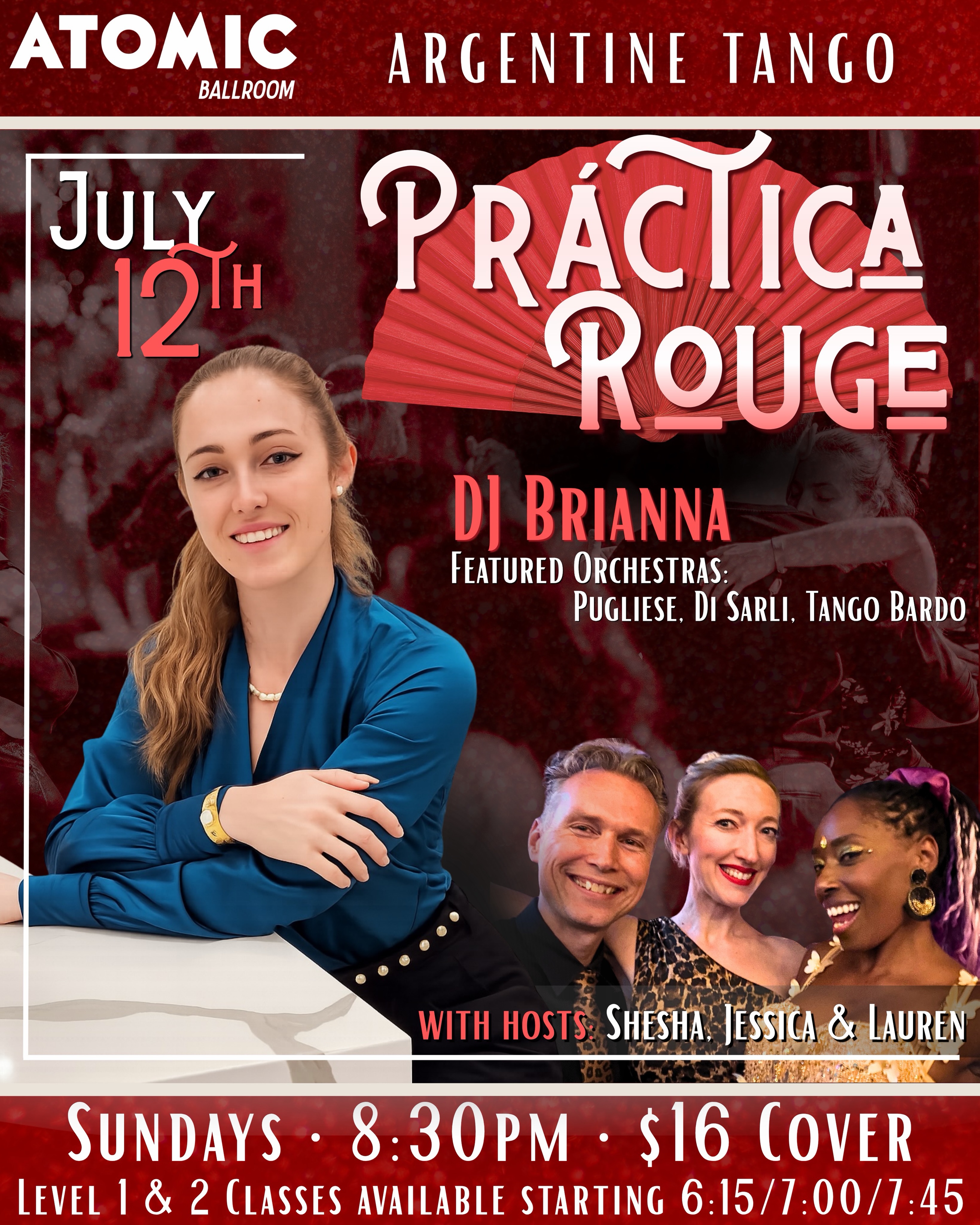 Atomic Ballroom Argentine Tango Práctica Rouge