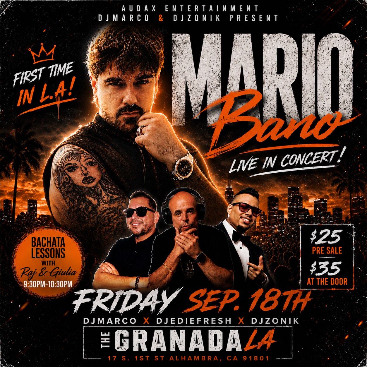 AUDAX ENTERTAINMENT DJMARCO & DJZONIK PRESENT MARIO Bano LIVE IN CONCERT!