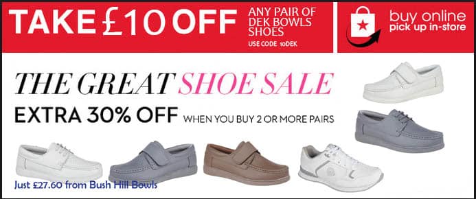 GET £10 OFF ALL DEK BOWLS SHOES