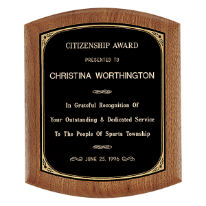 Coventry Series American Walnut Plaque with Gold Border Black Laserable Brass Plate