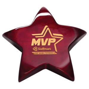 Rosewood Piano Finish Star Paperweight with Felt Bottom Gold 5 3/8" (L) x 5 3/8" (H) 133E product view for custom decoration
