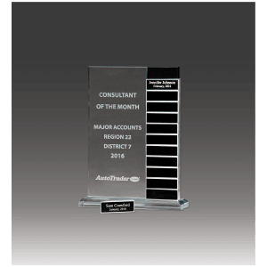 7 1/2" x 10" Jade Glass Perpetual Award with 12 Individual Aluminum Blocks Jade Green 7 1/2" x 10" x 3/8" thick G2000E product view for custom decoration