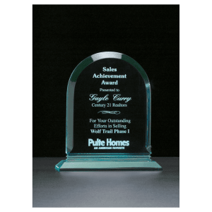 6 1/2" x 7 3/4" Arch Series Jade Acrylic Award Jade Green 6 1/2" x 7 3/4" x 3/4" A6520E product view for custom decoration