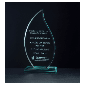 8 3/4" Flame Series Jade Acrylic Award Jade Green 4 1/4" x 8 3/4" x 3/4" thick A6535E product view for custom decoration