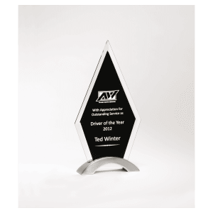 5 5/8" x 10" Beveled Clear Glass with Black Silkscreen and Silver Aluminum Accent Base